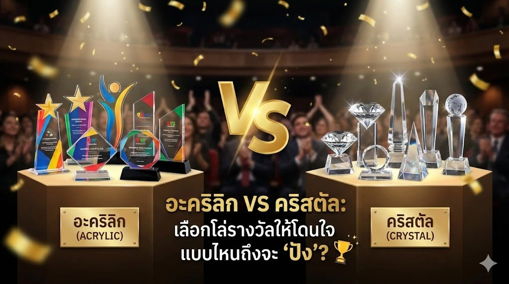 อะคริลิก VS คริสตัล: เลือกโล่รางวัลให้โดนใจ แบบไหนถึงจะ 'ปัง'? 🏆